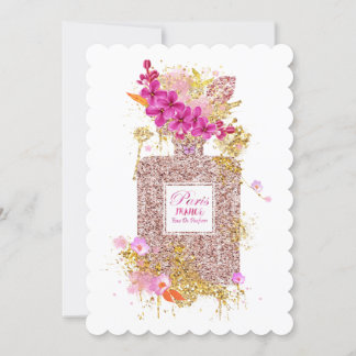 Luxus Eleganter Rosa Glitzer Parfüm Einladung