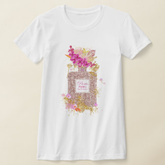 Luxus Eleganter Rosa Glitzer Parfüm T - Shirt