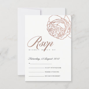 LUXUS-ELEGANTES ROSÉGOLD-ROSA BLUMEN-RSVP RSVP KARTE
