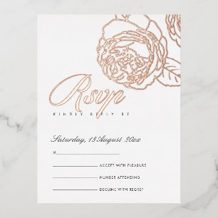 LUXUS-ELEGANTES ROSÉGOLD-ROSÉ-FLORALES RSVP FOLIE EINLADUNGSPOSTKARTE