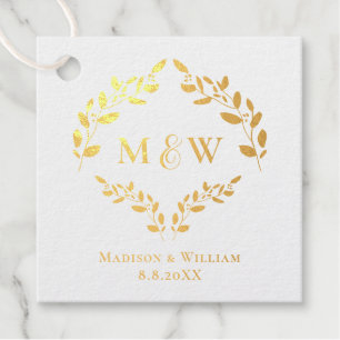 Luxus-Eleganz-Kranz-Monogramm Goldene Hochzeit Geschenkanhänger