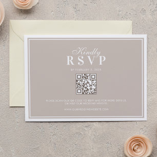Luxus-Elfenbein-Rand-QR-Code-Hochzeits-RSVP-Karte RSVP Karte