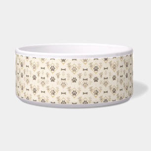 Luxus-Elfenbein- und Faux-Gold-Geometric-Hund Napf