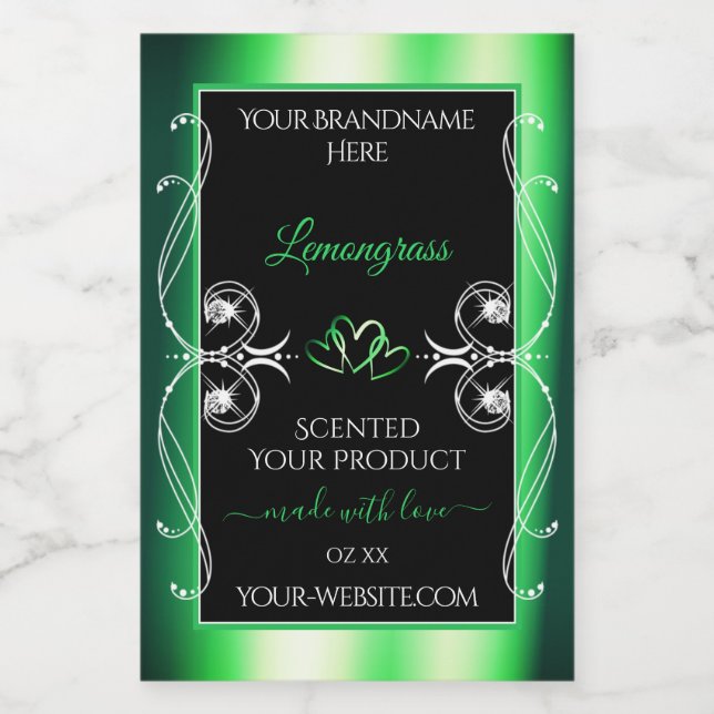 Luxus Emerald Green Black Product Labels Diamonds Lebensmitteletikett (Einzelnes Label)