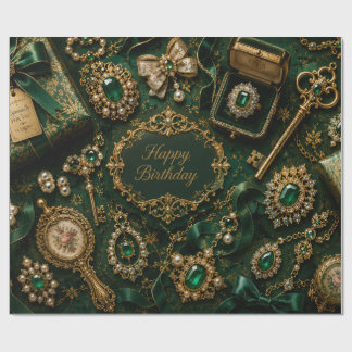 Luxus-Emerald-Vintage-Geburtstag Geschenkpapier