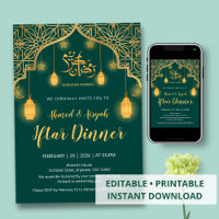 Luxus-Emeraldgrüne und goldene geometrische Iftar-