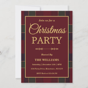 Luxus-Erbe-Tartan-Karo-Weihnachtsfeier Einladung