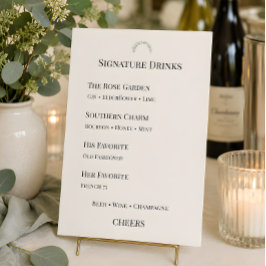 Luxus-Eukalyptus-Grün-Signatur-Drinks Menükarte