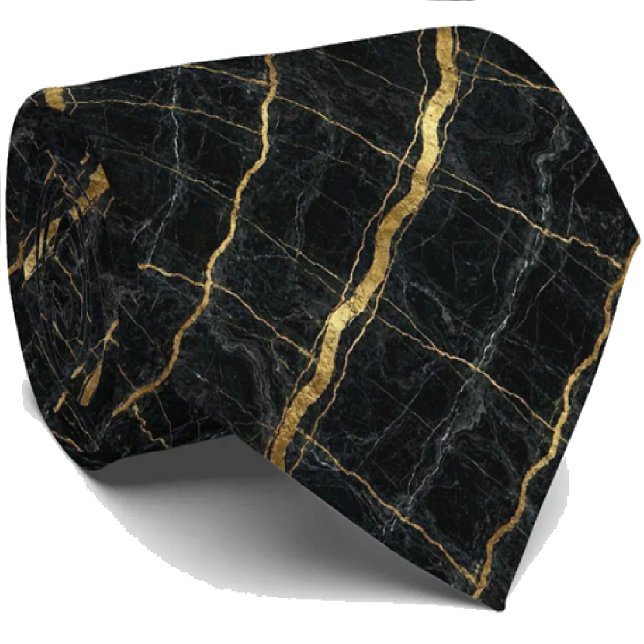 Luxus-Executive-Krawatte | Schwarz & Gold Marmor Krawatte (Von Creator hochgeladen)