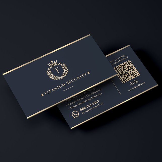 Luxus-Executive-Sicherheitsberater Crest Navy Visitenkarte (Luxury Executive Security Consultant Crest Navy Business Card
)