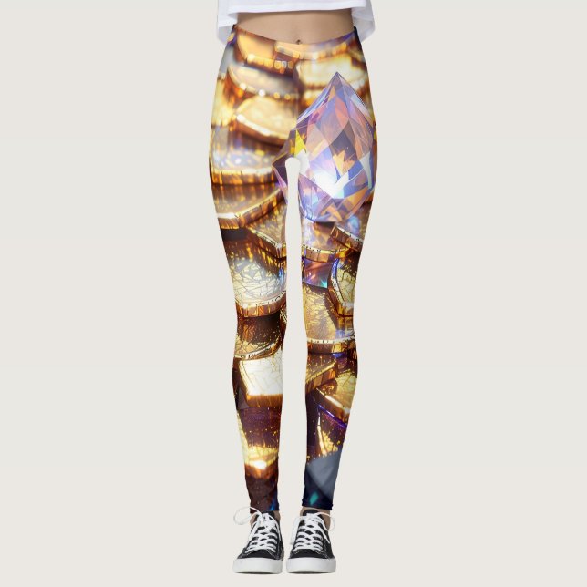 Luxus Fantasy Gemstone Abstrakt Leggings (Vorderseite)