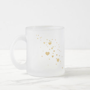 Luxus-Faux-Gold-Glitter-Herzen-Frosted-Glas-Tasse Mattglastasse