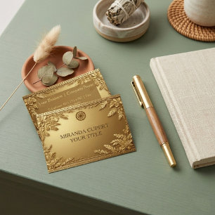 Luxus-Faux-Metall-Gold-Laub-Minimal-Modern-Logo Visitenkarte