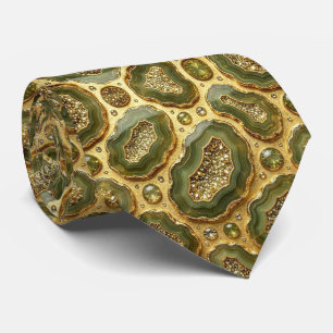 Luxus-Faux-Seide Oliven- und Gold-Geoden-Schlips Krawatte