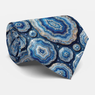 Luxus-Faux-Seide Ozeanblaue Geode-Krawatte Krawatte