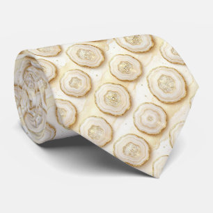 Luxus-Faux-Seide Weiß + Gold-Geoden-Schlips Krawatte