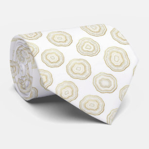 Luxus-Faux-Seide Weiß + Gold-Geoden-Schlips Krawatte