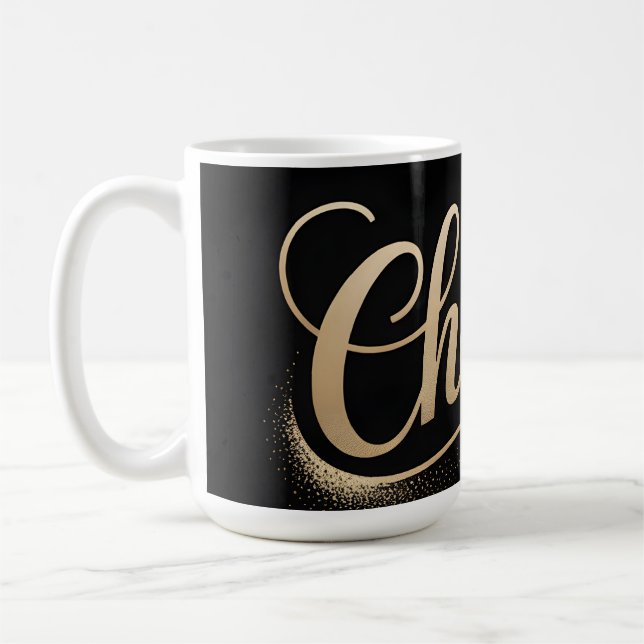 Luxus-Feier-Gruß: Elegante Goldschrift Kaffeetasse (Links)