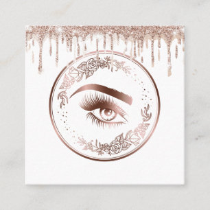 Luxus Floral Rose Gold Lashes Quadratische Visitenkarte