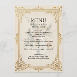 Luxus Formal Elegante Gold Hochzeit Menükarte