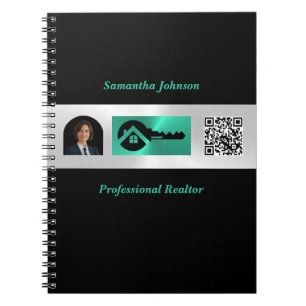 Luxus Foto Türkis & Schlüssel QR Immobilien Notizblock