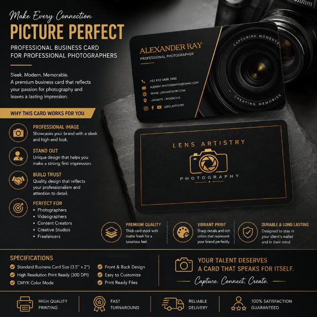 Luxus-Fotograf-Geschäftskarten-Design Visitenkarte (Von Creator hochgeladen)