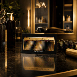 Luxus-Friseur | Goldener Kamm  Visitenkarte