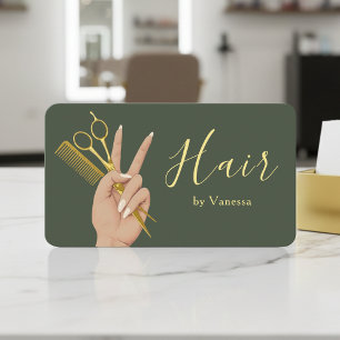 Luxus-Friseur Hairstylist Moderne Salbeigrün Visitenkarte