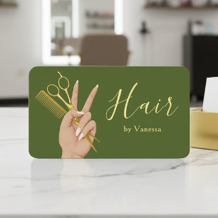 Luxus-Friseur Hairstylist Modernes Moosgrün Visitenkarte
