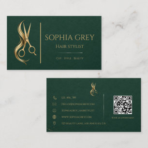 Luxus-Friseur in Smaragd und Gold Visitenkarte