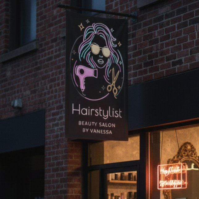 Luxus-Friseur-Schönheitssalon Modern Schwarz Banner (Von Creator hochgeladen)