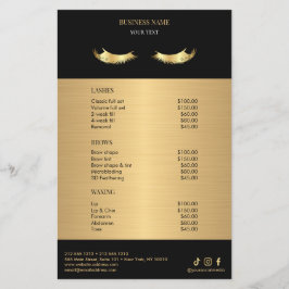 Luxus-Friseursalon Schwarz und Gold Preisliste Flyer