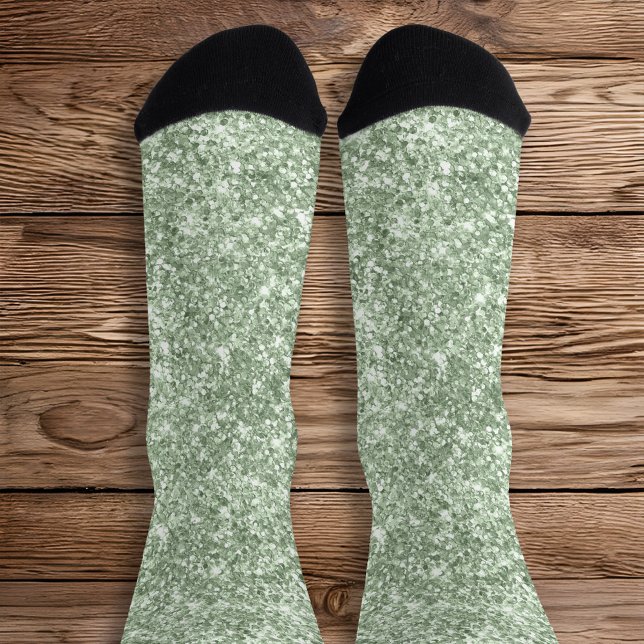 Luxus Funkelnd Sage Green Glitzer Socken (Sage Green Glitter Socks)