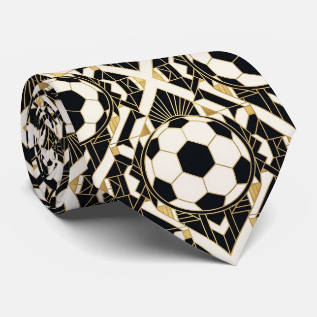 Luxus-Fußball | Art Deco-Muster  Krawatte (Gerollt)