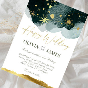 Luxus-Galaxie-Hochzeit - Himmlische Sternennacht Einladung