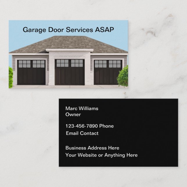 Luxus Garage Doors Business Card Design Visitenkarte (Vorne/Hinten)
