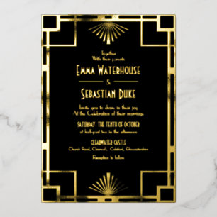Luxus-Gatsby-Art-Deco-Hochzeit Folieneinladung