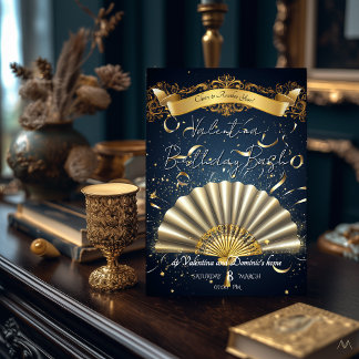 Luxus-Geburtstagsfeier mit Fächer-Motiv | Gold & N Einladung