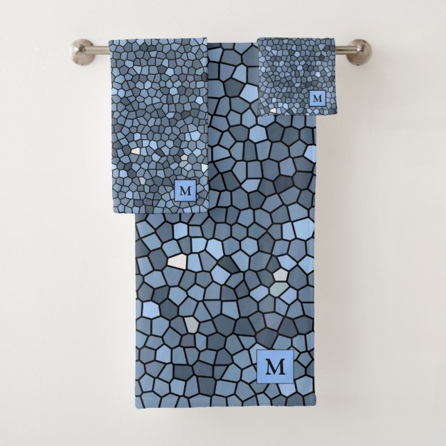 Luxus gefestigtes Glas Blue Silver Badhandtuch Set (Insitu)