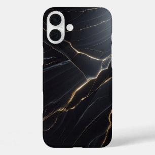 Luxus Gehäuse aus schwarzem Marmor - Elegante gold iPhone 16 Plus Hülle