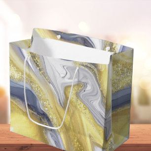 Luxus Gelb Graue Gold Marmoreffekt Weihnachten Große Geschenktüte