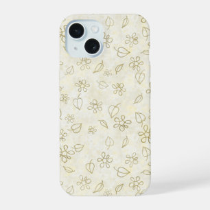 Luxus Gelbe Vintage-Blumen Blätter Abstrakte Kunst iPhone 15 Hülle