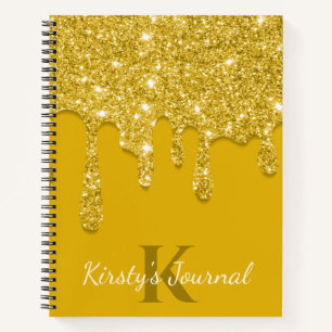Luxus-Gelbes-Tropf-Glitter-Tagebuch Notizbuch