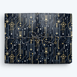 Luxus Geometric Blue und Gold Art Deco Geschenkpapier