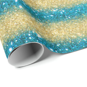 Luxus Geschenk Popular Blue Gold Glitzer Geschenkpapier