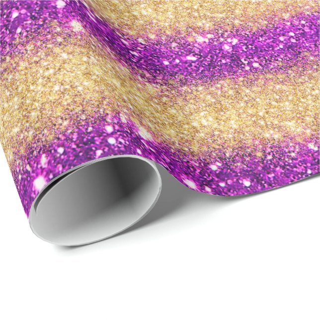 Luxus Geschenk Popular Lila Gold Glitzer Geschenkpapier (Rolleneckpunkt)