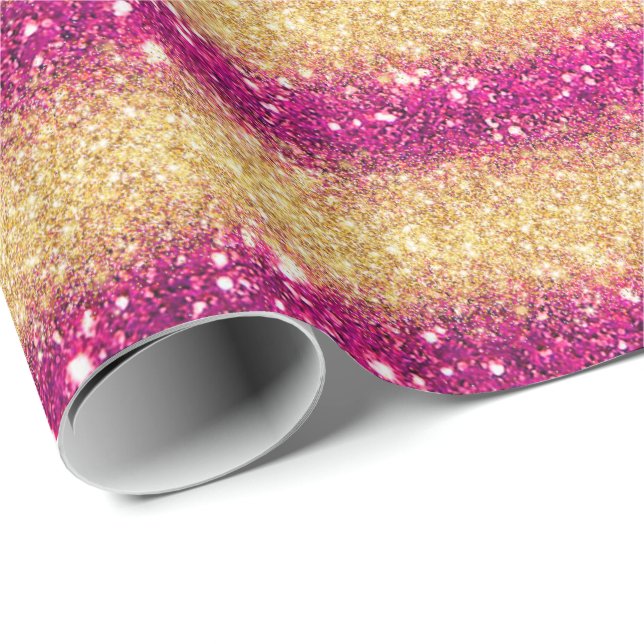 Luxus Geschenk Popular Pink Gold Glitzer Geschenkpapier (Rolleneckpunkt)
