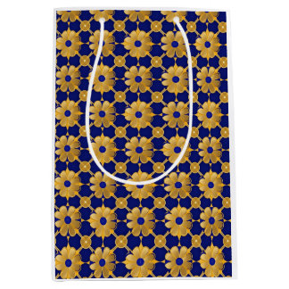 "Luxus-Geschenktasche mit Goldblumen – Elegante Ve Mittlere Geschenktüte