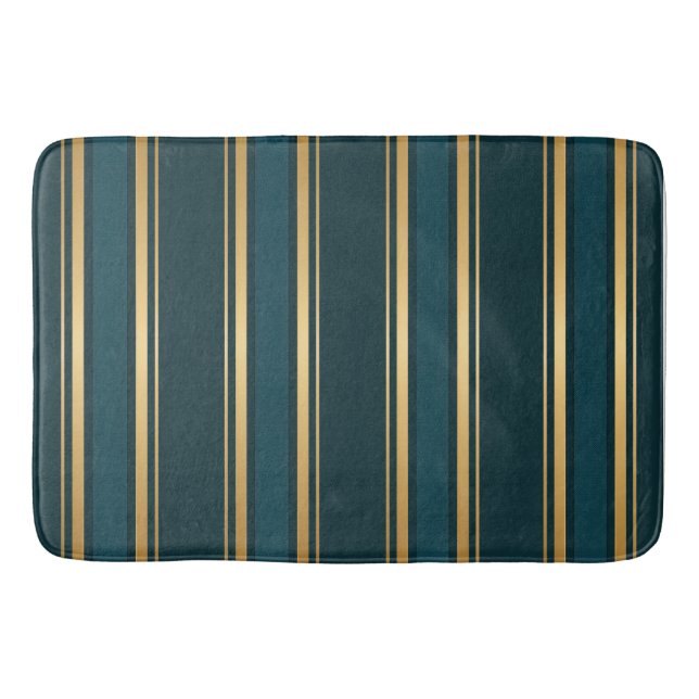 Luxus-Geschenkverpackungsmuster Blau Grün Gold Str Badematte (Vorderseite)