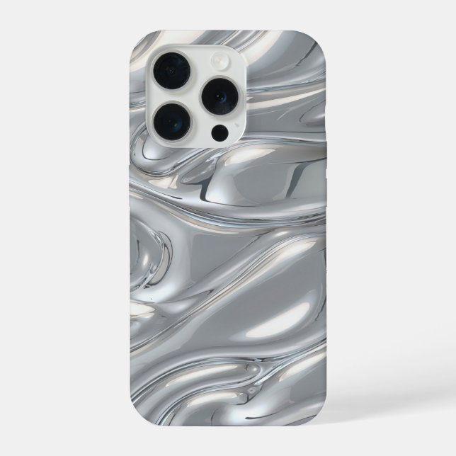 Luxus-Geschmolzenes Silber Flüssig-Chrom 3D Metall iPhone Hülle (Rückseite)